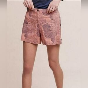 Anthropologie Cartonnier Pink Navy Blue Pattern Island Hopper Shorts Sz 4 Small
